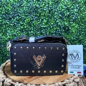 Valentino Orlandi Black and Gold studded small Bag‎ nwt